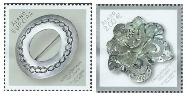 Aland Islands Åland Finland 2015 Jewelry brooches joint with Switzerland set of 2 stamps MNH