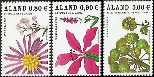 Aland Islands Åland Finland 2007 field flowers defenitives set of 3 stamps MNH