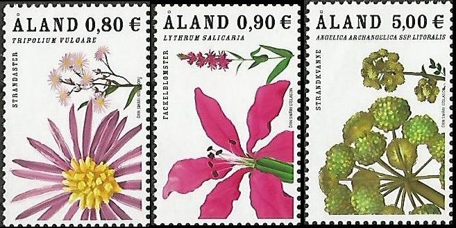 Aland Islands Åland Finland 2007 field flowers defenitives set of 3 stamps MNH - Image 1