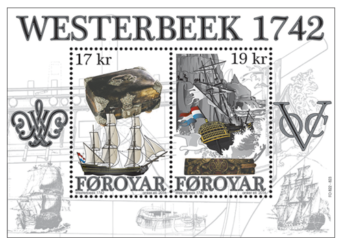Faroe Islands Denmark 2016 Westerbeek shipwreck sailing ship set of 2 stamps in block MNH