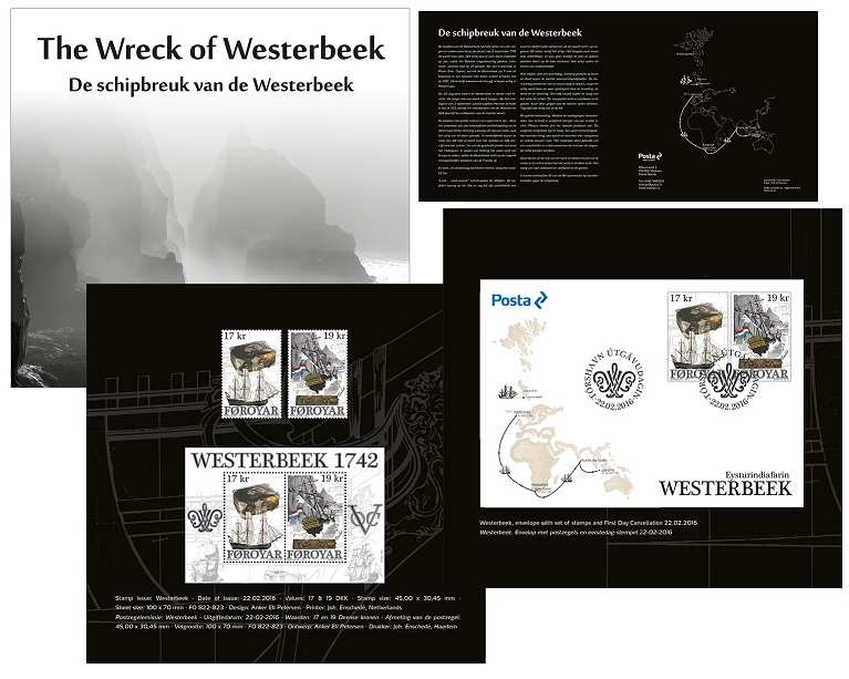 Faroe Islands Denmark 2016 Westerbeek shipwreck sailing ship limited edition special folder with set block FDC - Image 1
