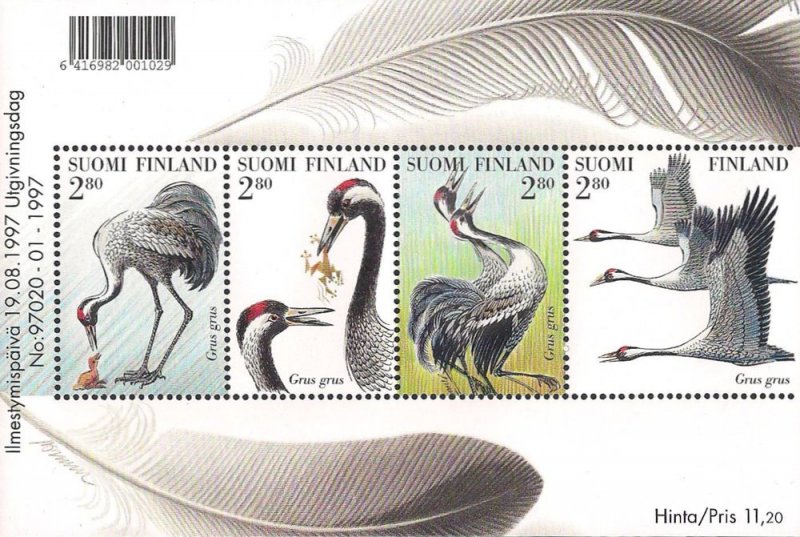 Finland 1997 Cranes set of 4 stamps in block MNH - Image 1