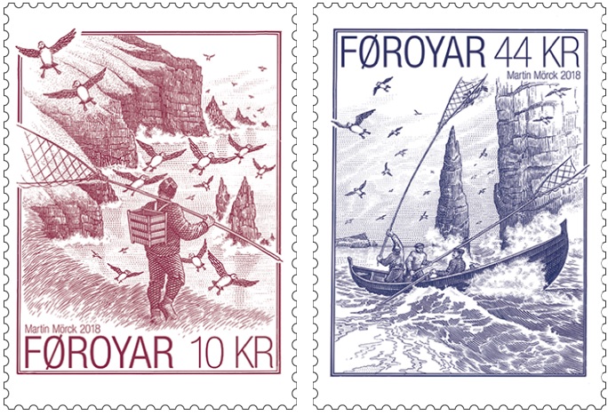 Faroe Islands Denmark 2018 sea birds fowling set of 2 stamps MNH - Image 1