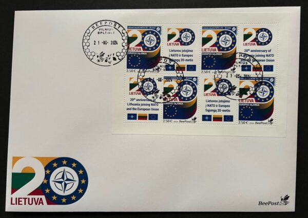 Lithuania Litauen Lituanie 2024 20 Years in EU sheetlet FDC