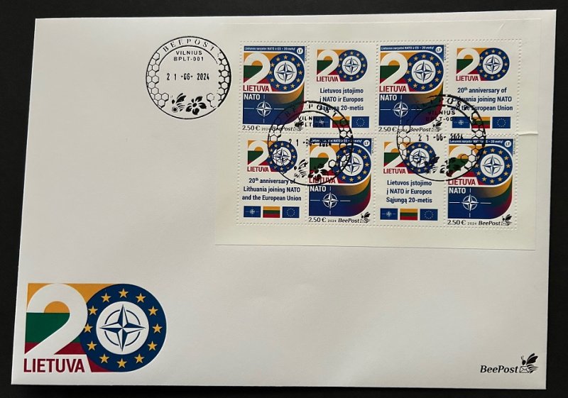 Lithuania Litauen Lituanie 2024 20 Years in NATO sheetlet FDC - Image 1