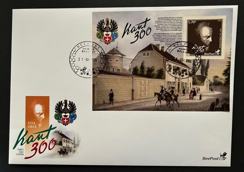 Lithuania Litauen Lituanie 2024 Kant 300 ann BeePost block FDC - Image 1