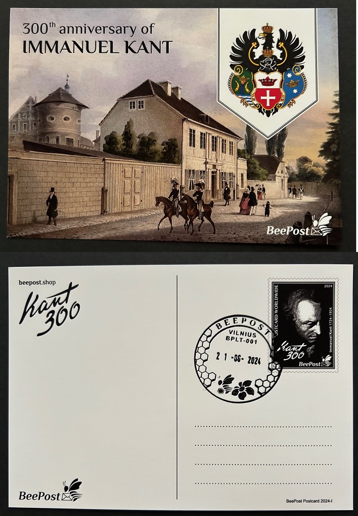 Lithuania Litauen Lituanie 2024 Kant 300 ann BeePost stationary postcard FDC - Image 1