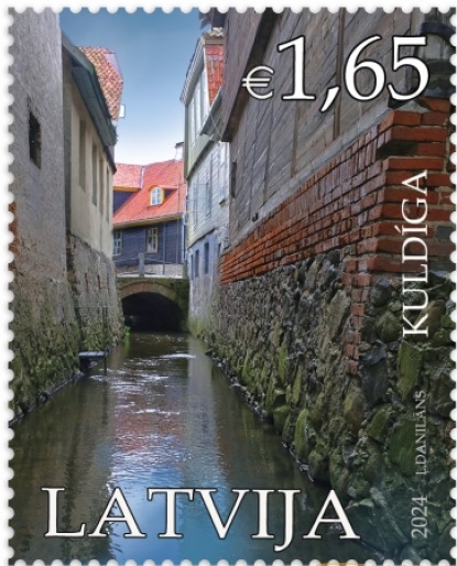 Latvia Lettland Lettonie 2024 UNESCO Architectural heritage Kuldiga bridge old town stamp MNH