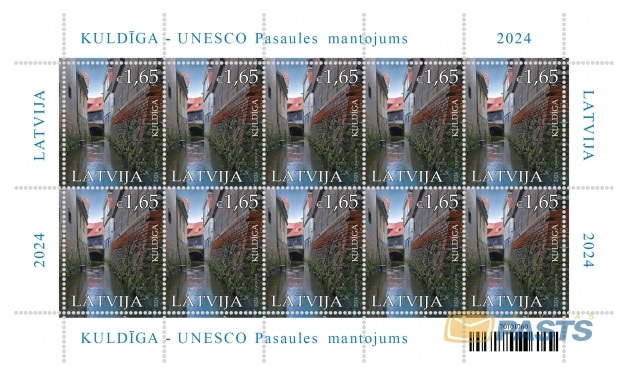 Latvia Lettland Lettonie 2024 UNESCO Architectural heritage Kuldiga bridge old town sheetlet MNH - Image 1