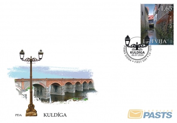 Latvia Lettland Lettonie 2024 UNESCO Architectural heritage Kuldiga bridge old town FDC