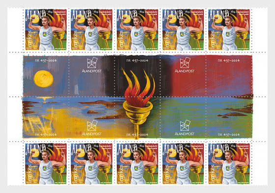 Aland islalnds Åland Finland 2024 Olympic games Paris Olympics block of 10 stamps and 20 labels MNH