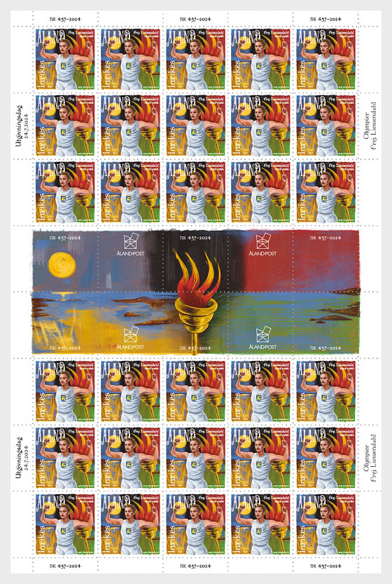 Aland islalnds Åland Finland 2024 Olympic games Paris Olympics sheetlet of 30 stamps and 20 labels MNH