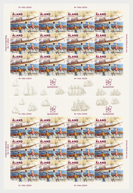 Aland islalnds Åland Finland 2024 Tall Ships Races Regata sheetlet of 24 stamps and 16 labels MNH