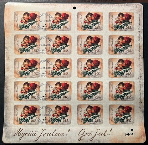 Finland 2013 vintage christmas 'christmas hugs' very fine design sheetlet CTO