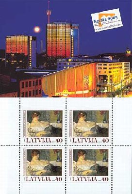 Latvia Lettland Lettonie 2005 Art Painting by Rozentals limited edition exhibition Nordia booklet with special minisheet MNH