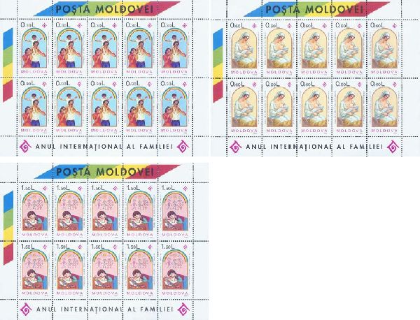 Moldova Moldavia 1994 Year of Family set of 3 sheetlets MNH