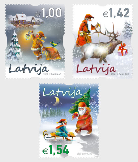 Latvia Lettland Lettonie 2020 Christmas set of 3 stamps MNH