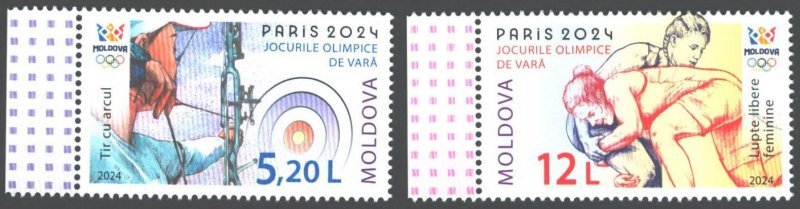 Moldova Moldavia 2024 Olympic games Paris Olympics set of 2 stamps MNH - Image 1