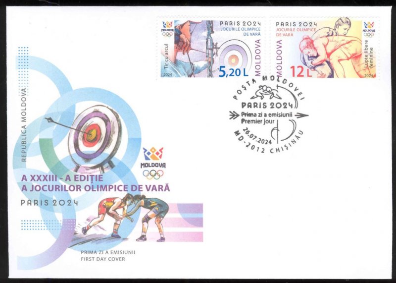 Moldova Moldavia 2024 Olympic games Paris Olympics FDC - Image 1