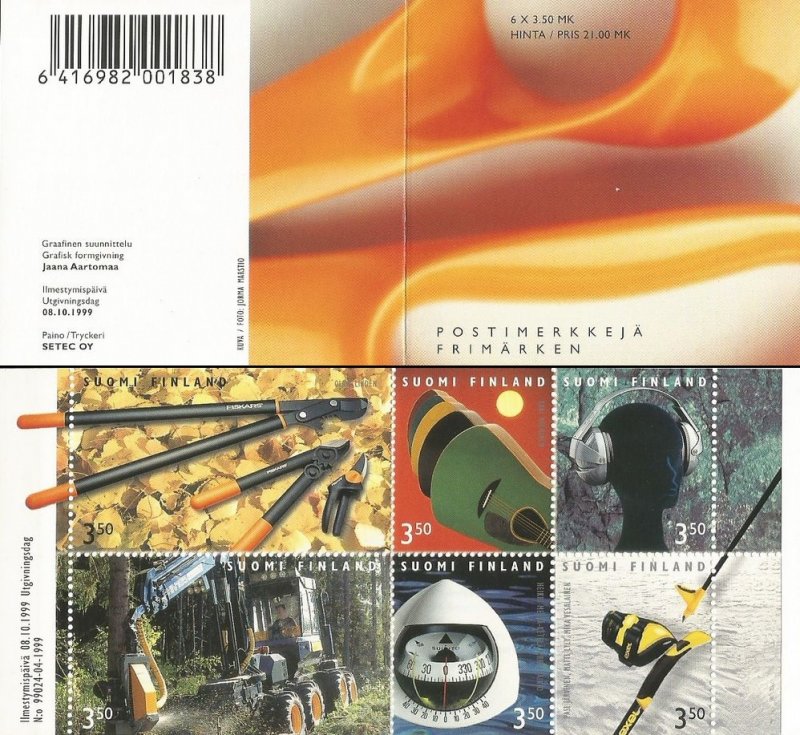 Finland Finnland Finlande 1999 Modern Finnish design set of 6 stamps in booklet MNH - Image 1