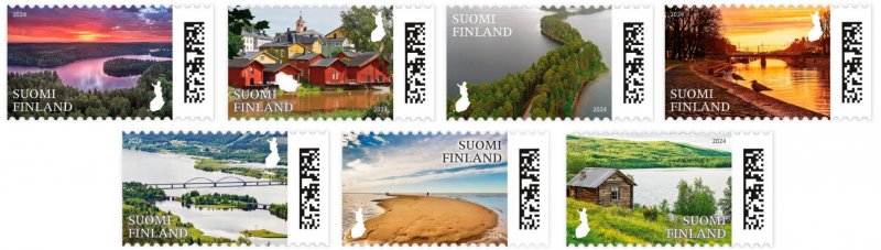 Finland Finnland Finlande 2024 National landscapes Bridges Sea Arctic etc Posti set of 7 stamps MNH - Image 1