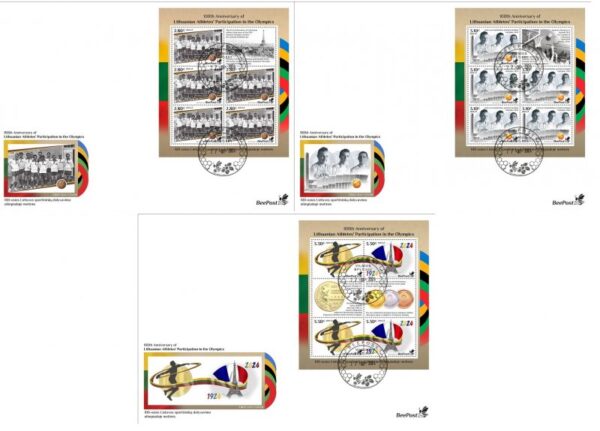 Lithuania Litauen Lituanie 2024 Olympic games Paris Olympics 100 Ann Lithuanian Athletes' Participation BeePost FDC sheetlets