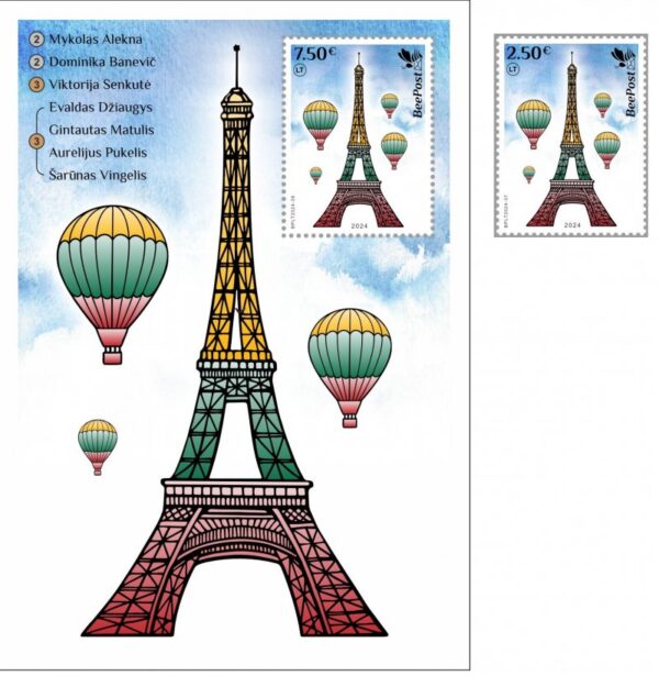 Lithuania Litauen Lituanie 2024 Olympic games Paris Olympics LT team awards BeePost stamp and block MNH