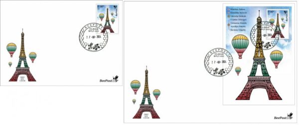 Lithuania Litauen Lituanie 2024 Olympic games Paris Olympics LT team awards BeePost stamp and block FDC