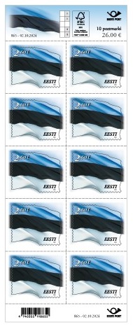 Estonia Estland Estonie 2024 Definitives Flag 20 Years in EU and NATO Omniva all 3 types stamps in sheetlet MNH