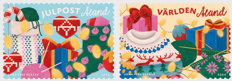Aland Islands Åland Finland 2024 Christmas set of 2 stamps MNH - Image 1