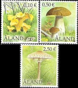 Aland islands Åland Finland 2003 Definitives Mushrooms set of 3 stamps MNH