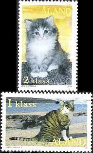 Aland islands Åland Finland 2003 Cats set of 2 stamps MNH