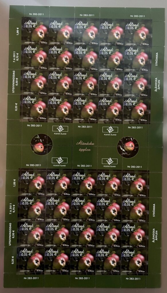 Aland Islands Åland Finland 2011 Apples definitives Low face value full sheet with all types labels MNH
