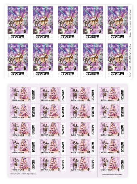Finland Finnland Finlande 2024 Christmas deers Posti Set of 2 sheetlets MNH