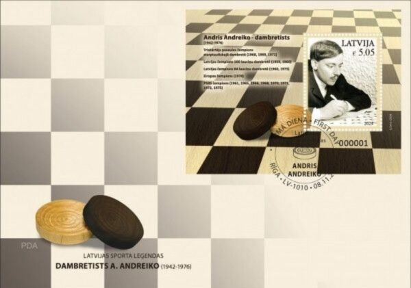 Latvia Lettland Lettonie 2024 Sports legends A Andreiko checkers block FDC