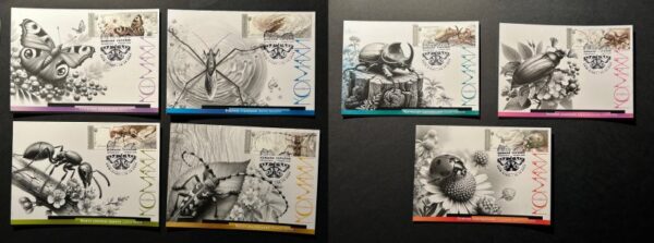 Ukraine 2024 Insects butterflies bugs set of 7 Maxicards MNH