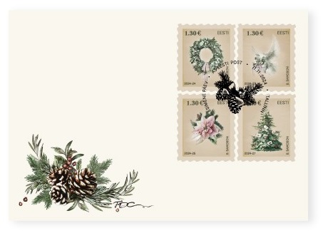 Estonia Estland Estonie 2024 Christmas Omniva set of 4 stamps FDC