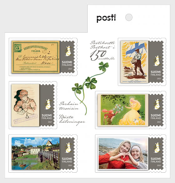 Finland Finnland Finlande 2021 National postcards 150 ann Posti Set of 6 stamps in booklet MNH