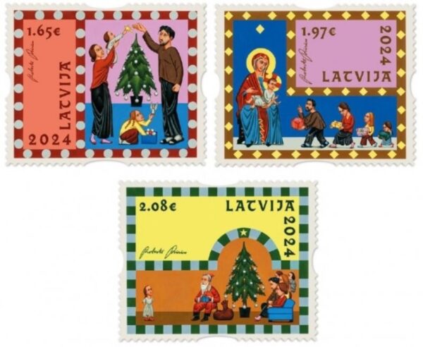 Latvia Lettland Lettonie 2024 Christmas Set of 3 stamps MNH
