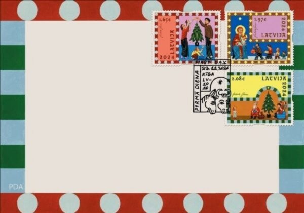 Latvia Lettland Lettonie 2024 Christmas Set of 3 stamps FDC