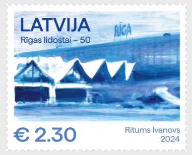 Latvia Lettland Lettonie 2024 Airport Riga 50 ann stamp MNH