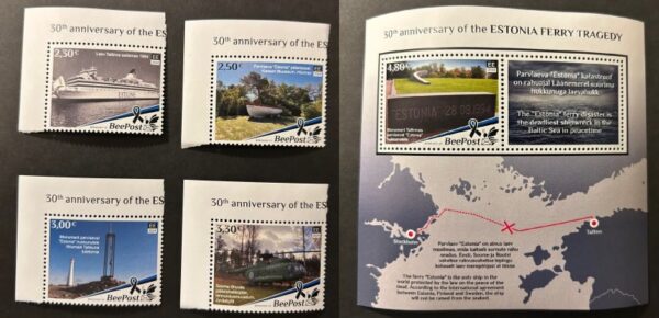 Estonia 2024 ESTONIA ferry tragedy 30 ann BeePost Set of 4 stamps and block MNH