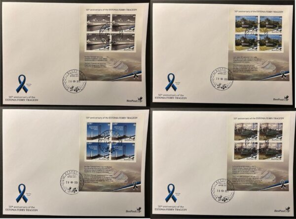 Estonia 2024 ESTONIA ferry tragedy 30 ann BeePost Set of 4 sheetlets FDC