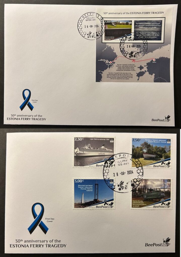 Estonia 2024 ESTONIA ferry tragedy 30 ann BeePost Set of 4 stamps and block FDC