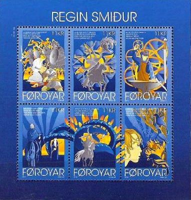 Faroe Islands Denmark 2012 Myths and Legends of the North Set of 6 stamps in block MNH