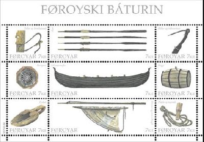 Faroe Islands Denmark 2013 Boats and equipment Set of 9 stamps in block MNH