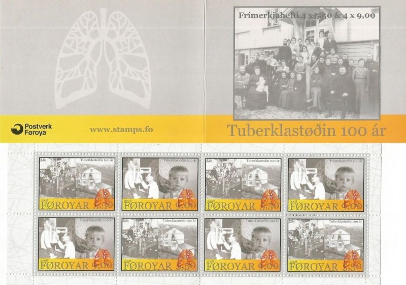 Faroe Islands Denmark 2008 100th Anniversary of the Tuberculosis Sanatorium Special minisheet in booklet MNH - Image 1