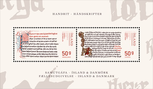 Iceland Island Istande 2014 Manuscripts joint issue with Denmark block MNH