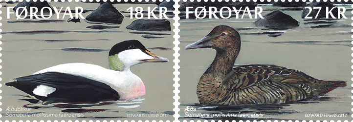 Faroe Islands Denmark 2017 Birds Ducks Set of 2 stamps ** - Image 1