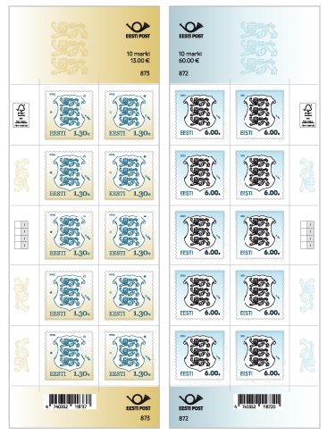 Estonia Estland Estonie 2025 Definitives State Coat of Arms Set of 2 sheetlets MNH